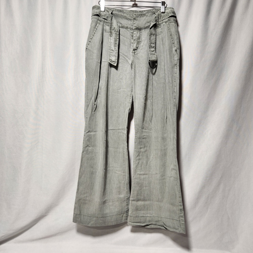 Sundance Everyday Elegance Grey Tencel Wide Leg Belted Trousers Size 4 SP119